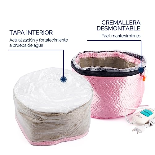 Electric Hair Steamer Cap with Temperature Control, Removable Thermal Hair Care Hat for Home Spa (Pink Type)