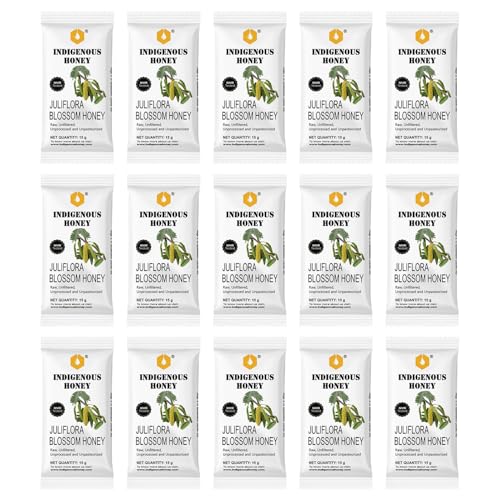 Image of INDIGENOUS HONEY NMR Tested Juliflora Honey Raw Organic Natural Pure Unprocessed Added Sugar Free Unpasteurized Unheated 15 Gift Sachets 15g Each Total 225g