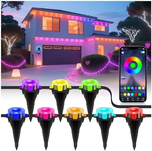 Permanent Outdoor Lights for House, Waterproof LED Strip Lights Ground & Eaves Lighting - Bluetooth App/IR Control, Timer, IP67, 24V Low Voltage Path Lights for Yard, Patio (200FT).