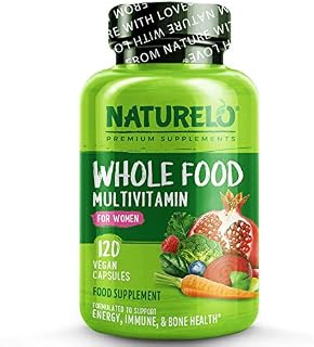 NATURELO Whole Food Multivitamin for Women - with Natural Vitamins, Minerals, Botanical Blends - Best Complete Formula for Wellness, Energy, Brain, Eye Health  - 120 Vegan Capsules | 1 Month Supply