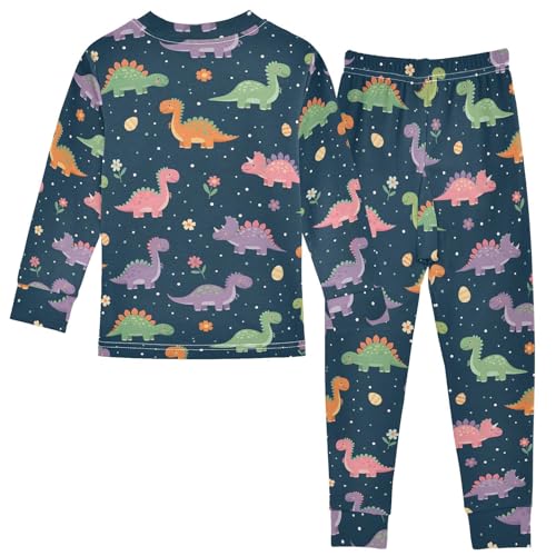 Pajama Sets Long Sleeve Dinosaurs Flowers Eggs Soft Comfy Sleepwear 2 Piece PJS 3-8T3