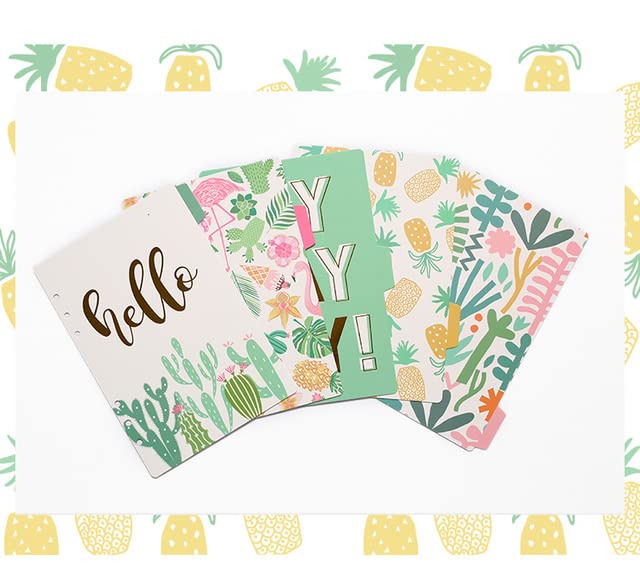 EduPro - 5pcs Vintage Flower Kawaii A5 A6 Loose Leaf Spiral Binder Index Separator Page Dividers For Lovedoki Diary Book Stationery (B 5PCS A5)