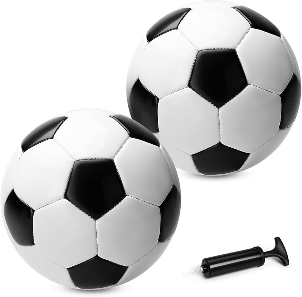 U&C Planet 2Pack Size 3 Football for Kids with Pump – Classic Black & White, Durable Training Ball, Football Gifts for Boys Girls Toddlers Ages 3-8 – Indoor & Outdoor Garden Toy
