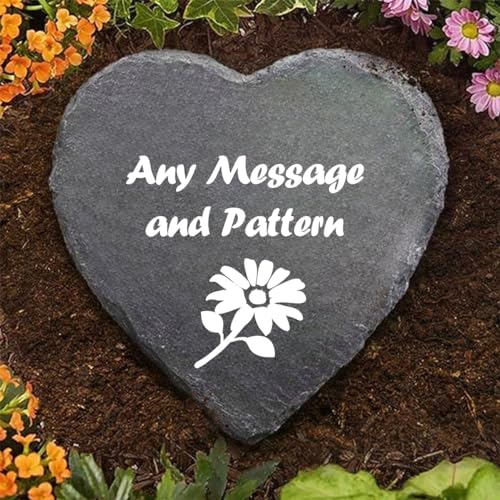 LalatiFy Personalized Decorative Garden Stones Customized with Any Message and Pattern, Custom Heart Shaped Memorial Stones Welcome Stones 8x8 for Housewarming,Memorial Gifts and Special Day Gifts