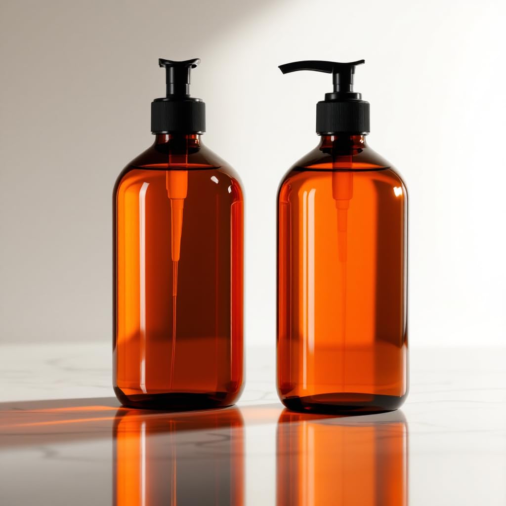 S & A LIFECARE Forest Clay Empty Plastic Pump Bottles Portable Clear Small Cylinder Shampoo Lotion Pump Bottle Dispenser Durable Refillable Containers for Liquid Soap, Massage Oil -300 ml Pack of 2