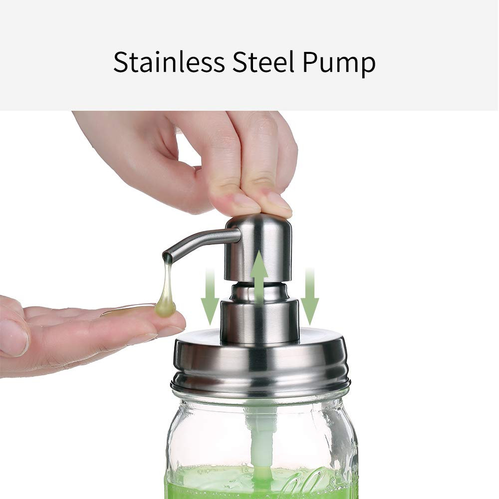 Dispenser Sapone In Vetro Da 16oz Con Pompa Acciaio Inox - Per Bagno E Cucina, Elegante E Funzionale - Foto 5