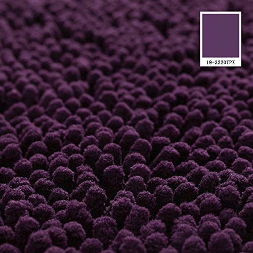 Image of MAYSHINE Round Area Rug Set for Bathroom | Soft Plush Chenille Bath Mat, Water Absorbent Non-Slip Bathroom Rug | Washable Shag Carpet for Shower, Bedroom, or Home Decor | 36 inchx36 inch (Round) | Plum