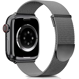 Ersatzarmband Kompatibel mit Apple Watch Armband 46mm 45mm 44mm 49mm 42mm Damen/Herren, Dual Magnetisch Einstellbar Armbänder für iWatch SE Series 10 9 8 7 6 5 4 3 2 1, Graphit Edelstahl Metall