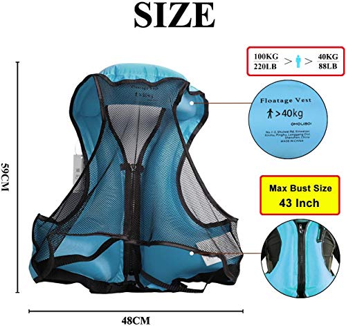 VENNERLI Aufblasbare Jacke Schwimmen Weste Kajak Angeln Schnorcheln Auftrieb Jacke Schwimmen Jacke Brightly Coloured Vest Geeignet für Wassersport für Erwachsene (Blau)