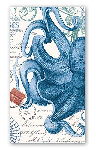 Michel Design Works 15-Count 3-Ply Paper Hostess Napkins, Octopus Michel Design Works 15-Count 3-Ply Paper Hostess Napkins, Octopus