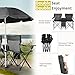 Bonnlo All-in-One Folding Double Camping Chair with Adjustable Umbrella Cup Holder Storage Pouch Cooler Bag Foldable Side Table Portable Design for Beach Garden Fishing Park Outdoor Black