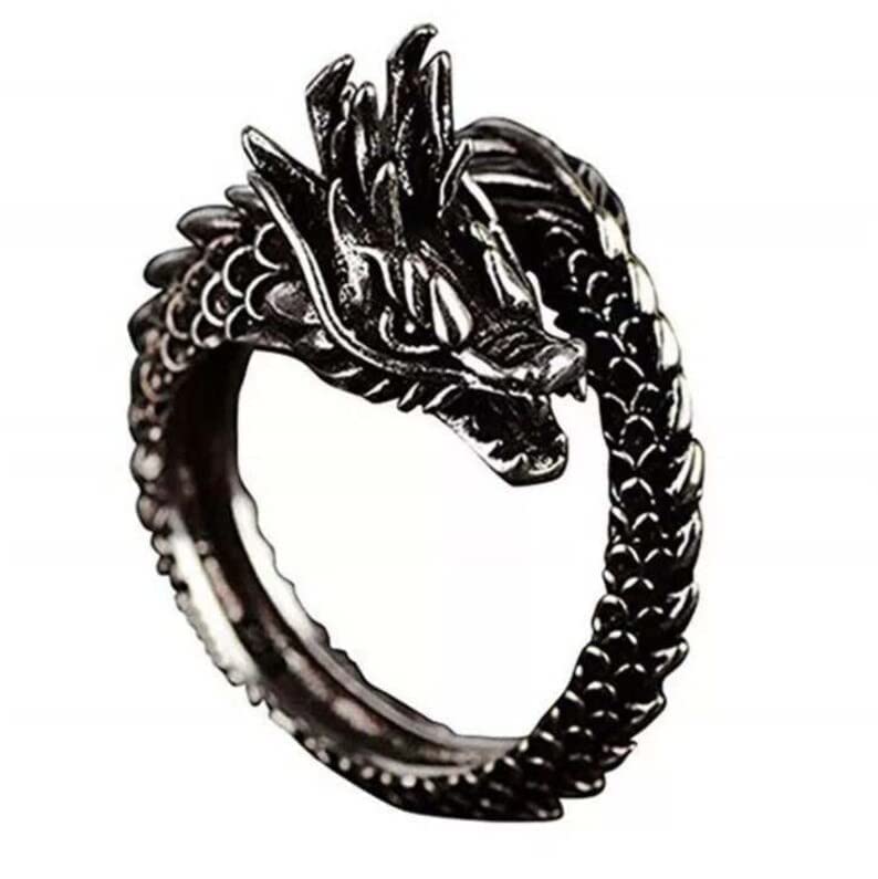 AJS Silver Dragon Ring Adjustable Silver Mens Ring, Wild Dragon Ring (B0BSRTQYZ6) Amazon Price History, Amazon Price Tracker