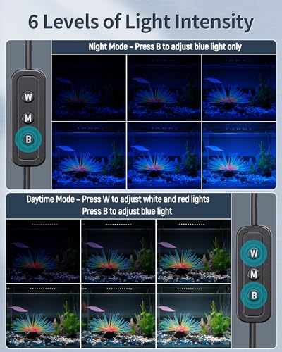 Pawfly 21W Aquarium LED Light for 30 to 36 Inch Fish Tanks Extendable Fish Tank Light with Full Spectrum Brilliant White Blue Red Lights with Daytime & Night Modes and Adjustable Brightness - Image 6
