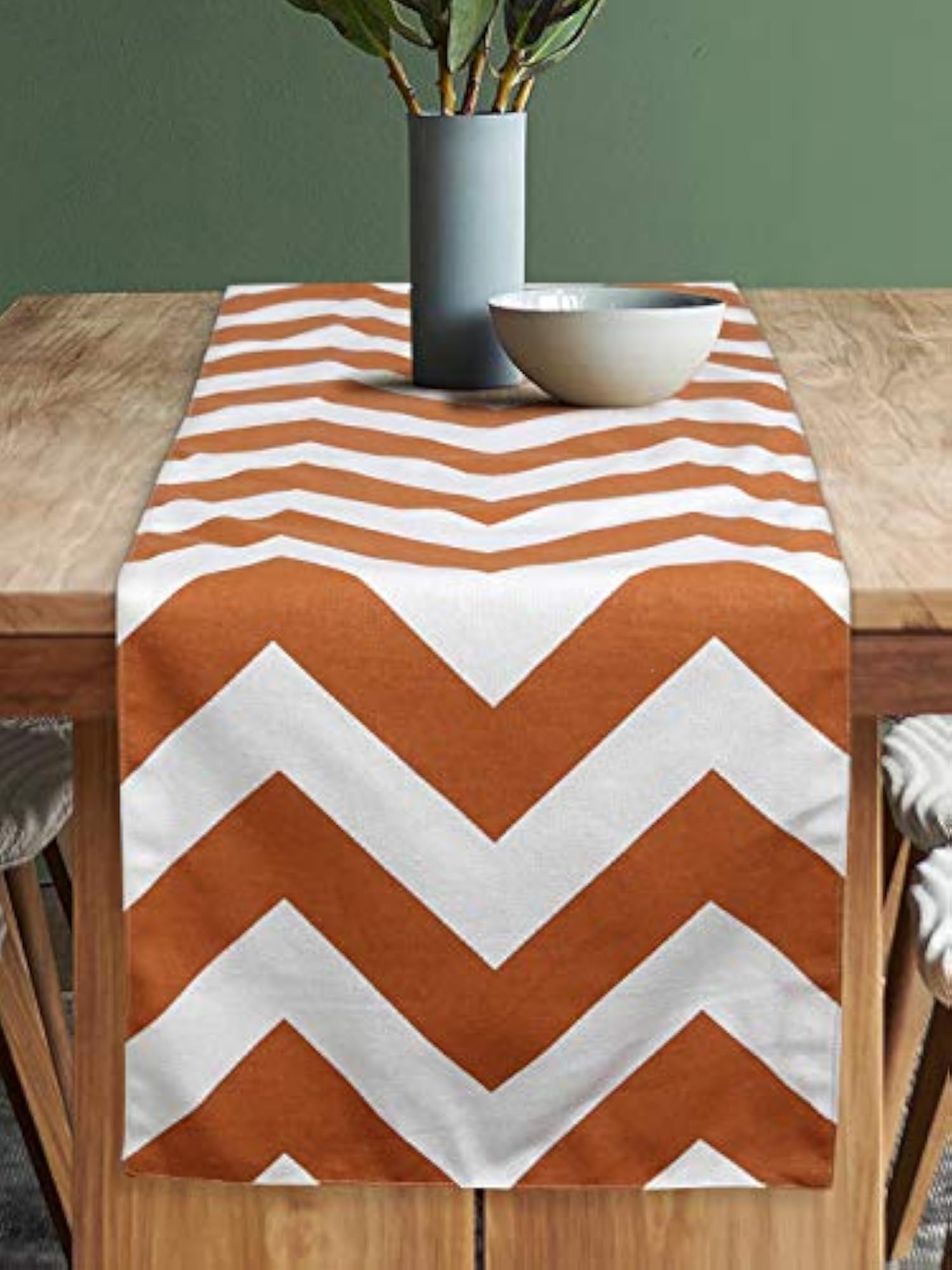 Chevron Printed Orange Runner with Place Mat & Napkin Set
