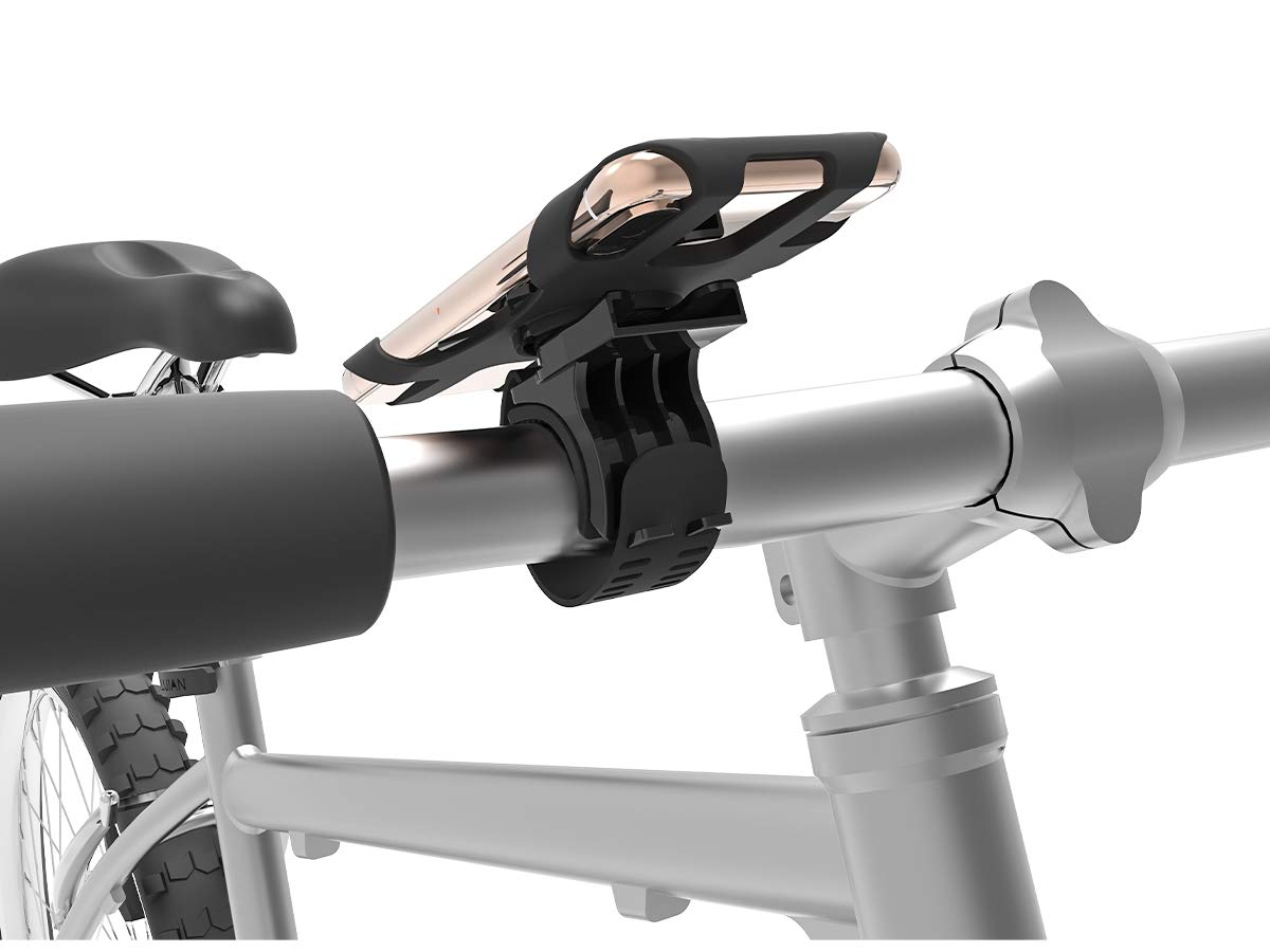 CARALL Porta Cellulare da Bici Supporto Smartphone per Manubrio Moto Monopattino Elettrico Bicicletta MTB Universale 360° Rotabile Silicone Solo 4 Angoli Non Copri Tasti e Display