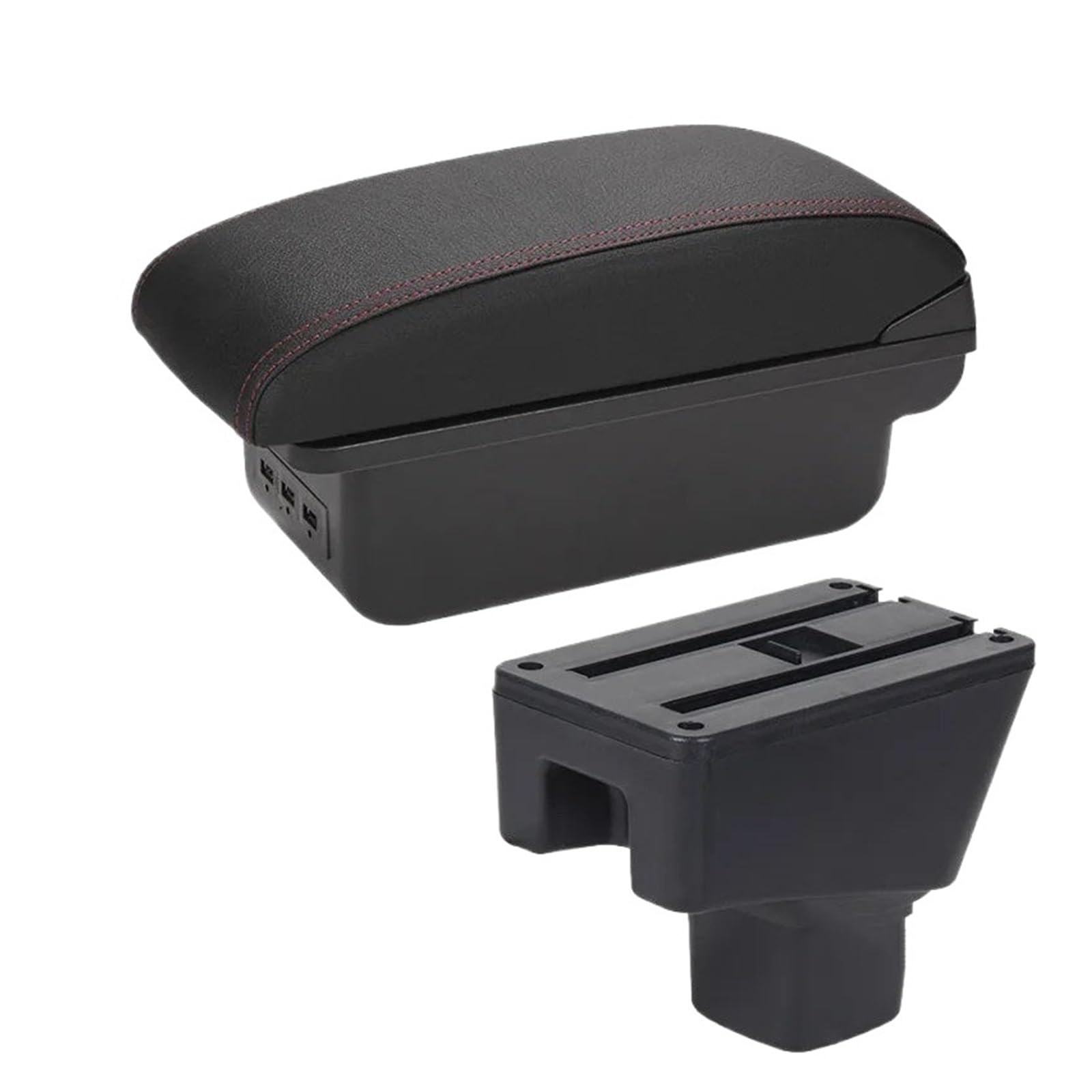 Hguvsjd Armrest Box For Suzuki SX4 Interior Parts Armrest Retrofit Storage Box Accessories Car Armrests(B Black red 3USB)