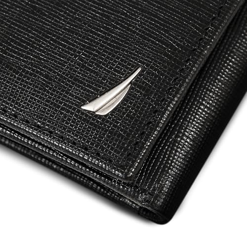 Image of Nautica Men's Trifold Wallet | RFID Blocking Protection | ID Window | Card Slots | Genuine Leather | Durable