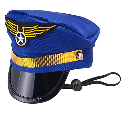 Yewong Pet Pilot Captain Hat With Necktie Dog Cat Pilot Fancy Dress Costume Accessories Set For Cosplay Photo Props Halloween Party thumb #5