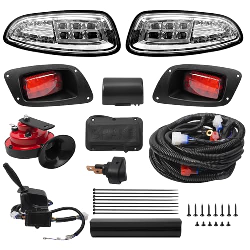 Wesitde Golf Cart LED Headlight Tail Light Kit for EZGO RXV 2016+ 12V (Gas & Electric) Legal Golf Cart Lights with Turn Signals Brake Lights Horn & Wiring Harness