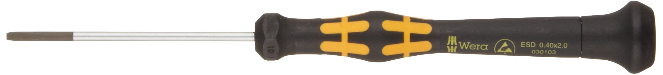 Wera 05030103002 Kraftform ESD 1578 A Slotted Precision Micro Screwdriver, 2mm Head, 60mm Blade Length