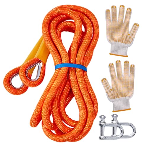 Corde di traino da 10 tonnellate 500 cm, di traino per auto di recupero per recupero fuori strada con 2 ganci rinforzati e 2 guanti