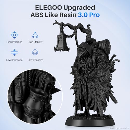 Image of ELEGOO ABS-Like Resin 3.0 Pro, 3D Printer Resin with Low Viscosity and High Precision, 405nm Rapid UV-Curing Photopolymer Resin, 3D Resin for LCD /DLP 3D Printing, Black 1000G