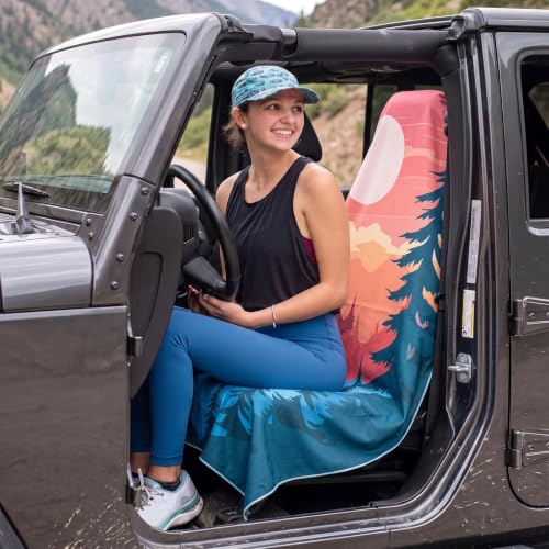 Image of 2 Pack Car Seat Towel Cover with Storage Bag, Mountain Sunset Forest