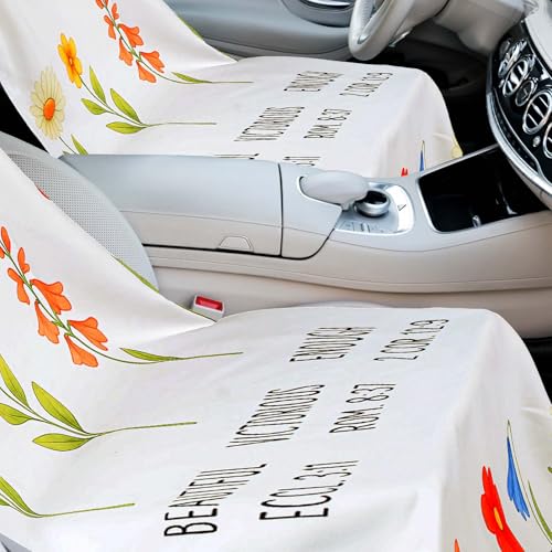 Image of Hahafelt 2 Pack Car Seat Towel Cover with Storage Bag, Christian Floral | 63 x 32 in Car Towel Seat Cover Non Slip Waterproof, Gym Workout Swimming Running, Machine Washable Sweat Absorbent Protector