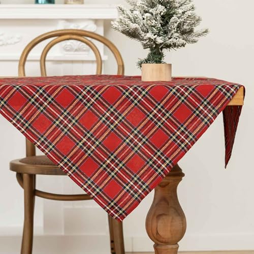 Jayusaror Tischdecke Weihnachten Rot Kariert Mitteldecke Plaid...