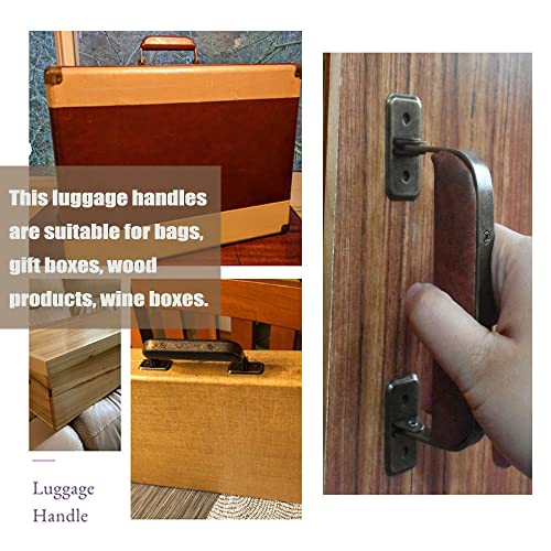 Image of Luggage Handle Vintage Style Replacement Strap Handle Suitcase Pull Handle for Trunk Handbag Briefcase 2pcs (Black Silver)