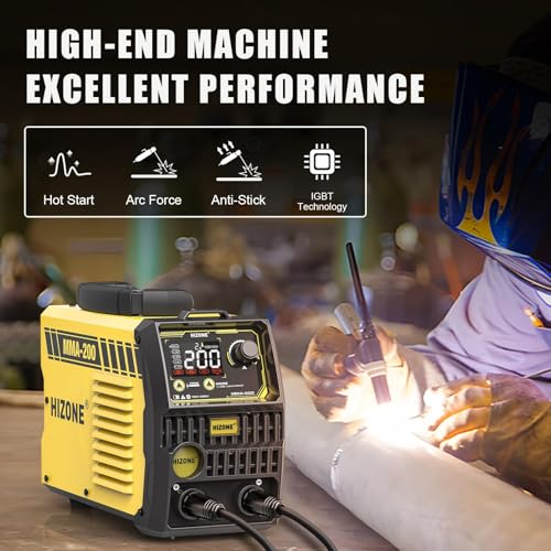 Image of HIZONE 200A Stick Welder, 110V /220V ARC /Lift TIG Welding Machine with Welding Rods, LCD Timekeeping Display Welder MMA Welder with Hot StartPortable IGBT Inverter Welder Hot Start