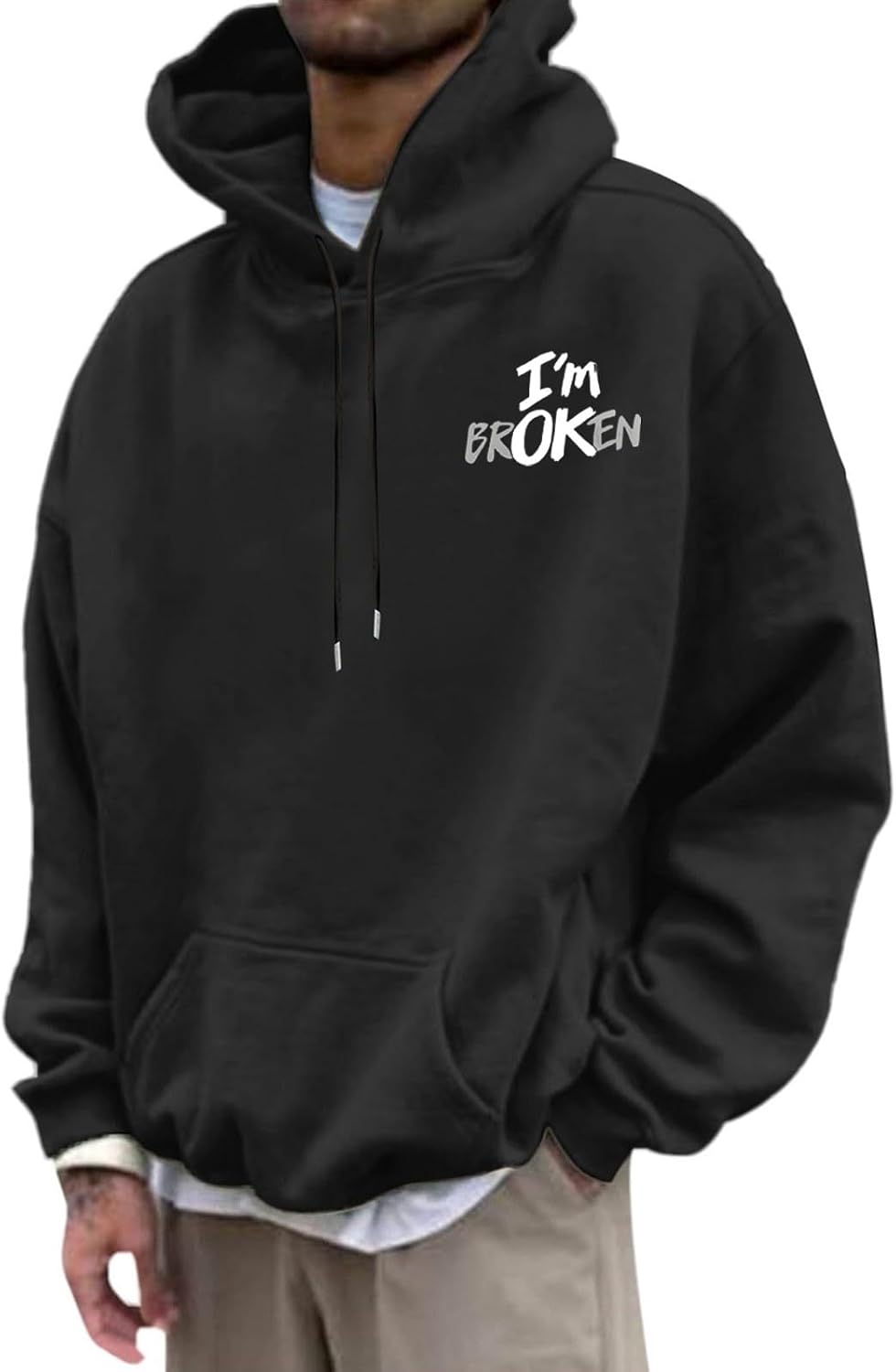 Men'S Fashion Hoodies & Sweatshirts Long Sleeve Print Hooded Sweatshirts Regular-Fit Outfit With Pocket For Walking Outdoor