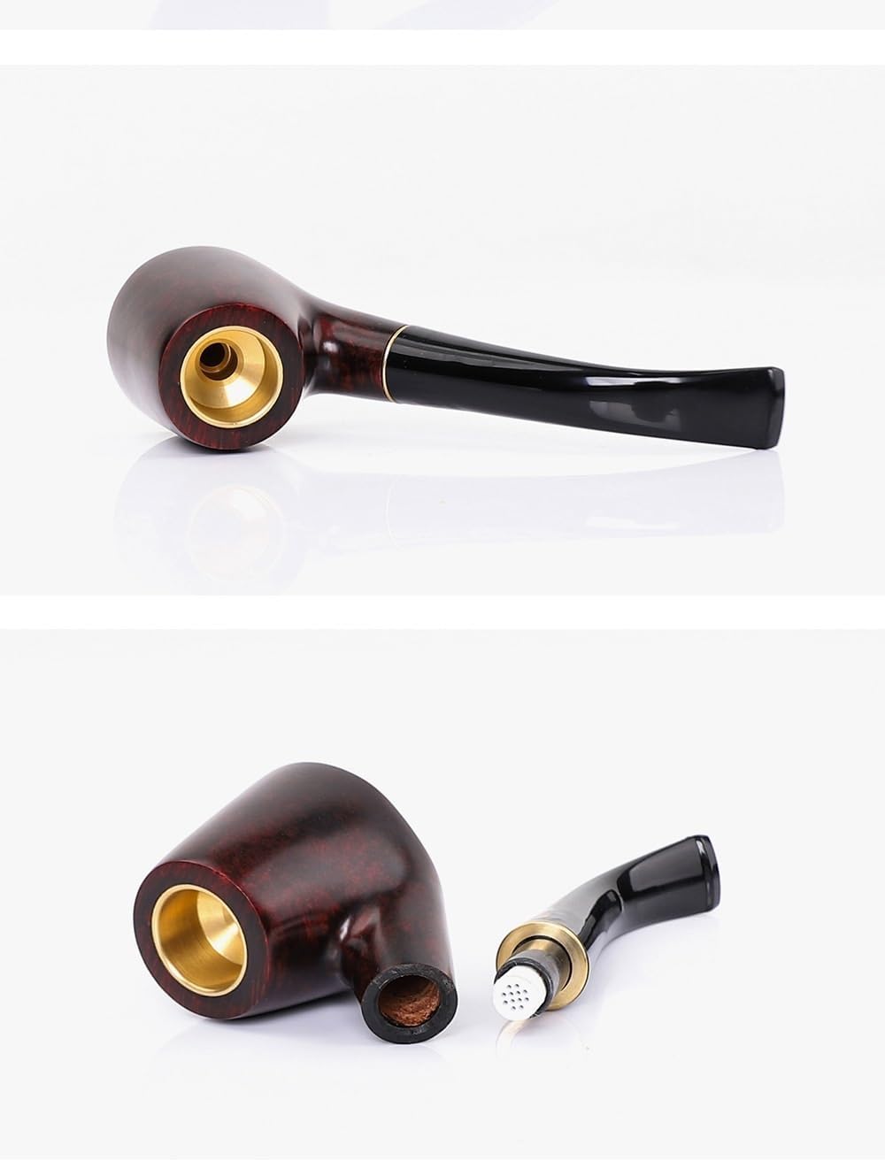 Wooden Tobacco Pipe Handcrafted Smoking Pipe from Briar Wood, 9mm Filter, Cigarettes Cigar Pipes Classical Detachable Cigarette Tobacco Smoking Pipe(Aa0460s-1)