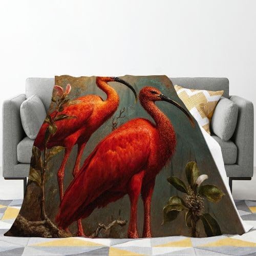 Manta tamaño King con flamencos rojos, manta de franela de alta calidad de 86 x 94 pulgadas, se adapta a camas tamaño King como cubrecolchón o capa cálida, cobertura completa, lujo de hotel en