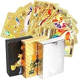 BJZ 55 Cartas Pokem Doradas 2023 Plateadas O Negras coleccionables Caja 55pcs-Cromos en español- Pack Cartas de Pokem [Not sobre Cartas Pokem Doradas metalicas Originales] Tarjetas Poke Alta Potencia