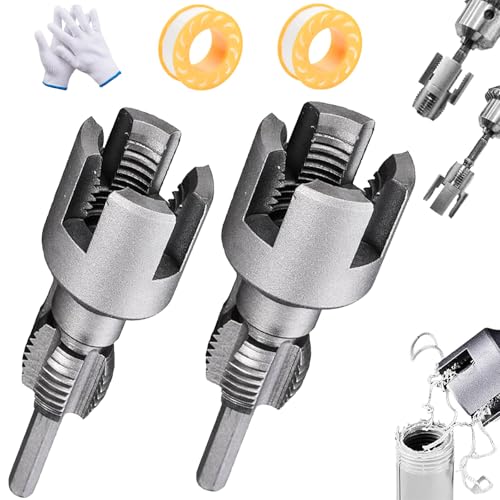 1/2'' and 3/4'' Pipe Thread Cutting Tool, Integrated Internal &amp; External Pipe Threading Tool, Electric Drill Compatible PVC Pipe Threader Kit, Thread Trimming and Angle Bolt Repair Tools (2-Mix)