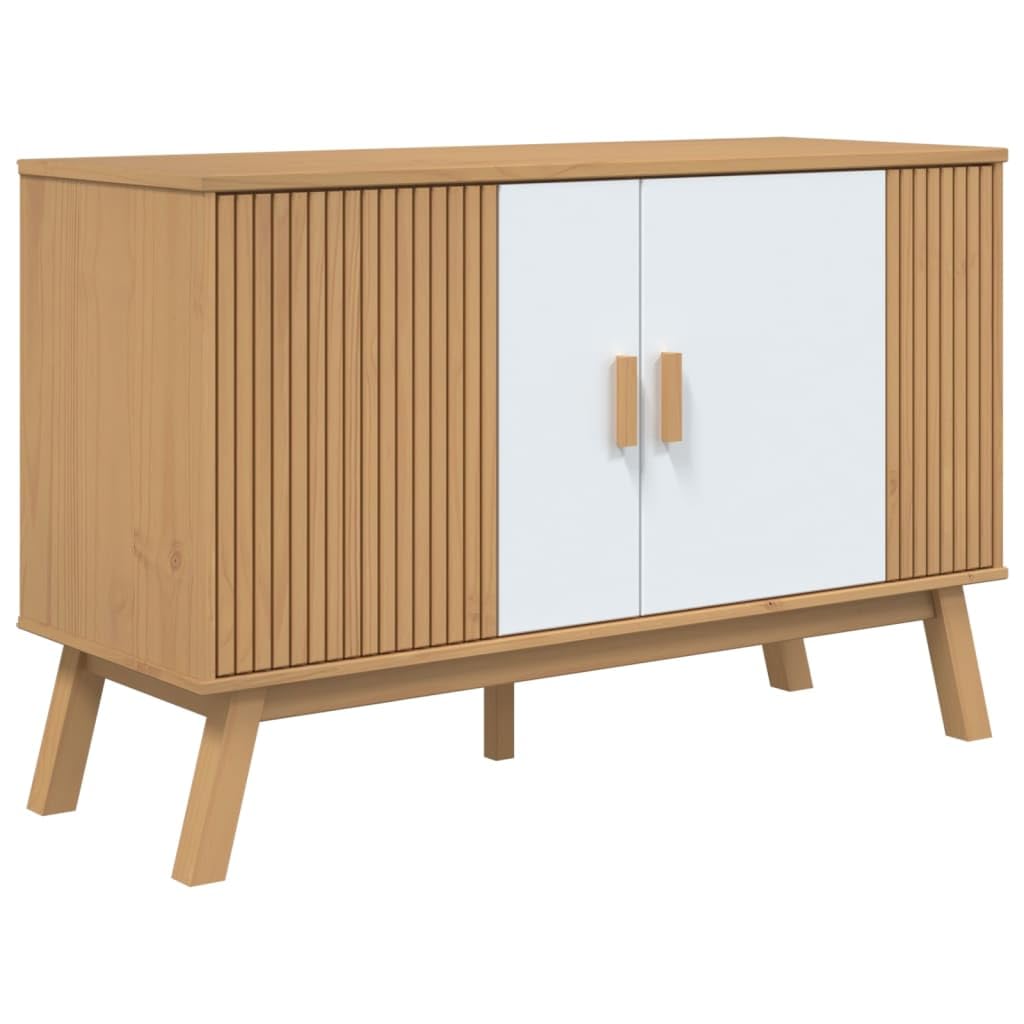 Aparador de madera maciza de pino Olden mueble premium escandinavo blanco