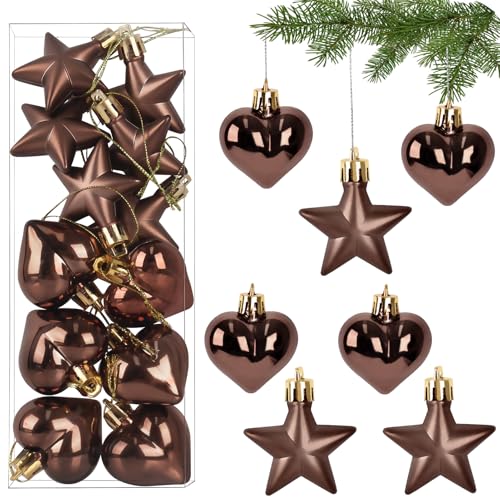 12er Weihnachtskugeln Sterne & Herz Set,Christbaumanhänger...