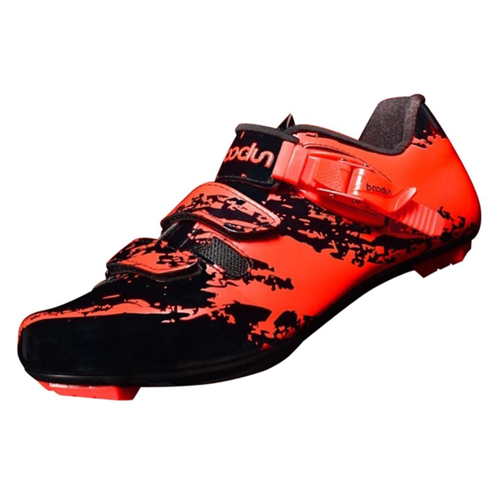 UniQMart_ Men Road Cycling Shoes Bike Bicycle Biking Shoe Sneaker Wide Feet Orange 42