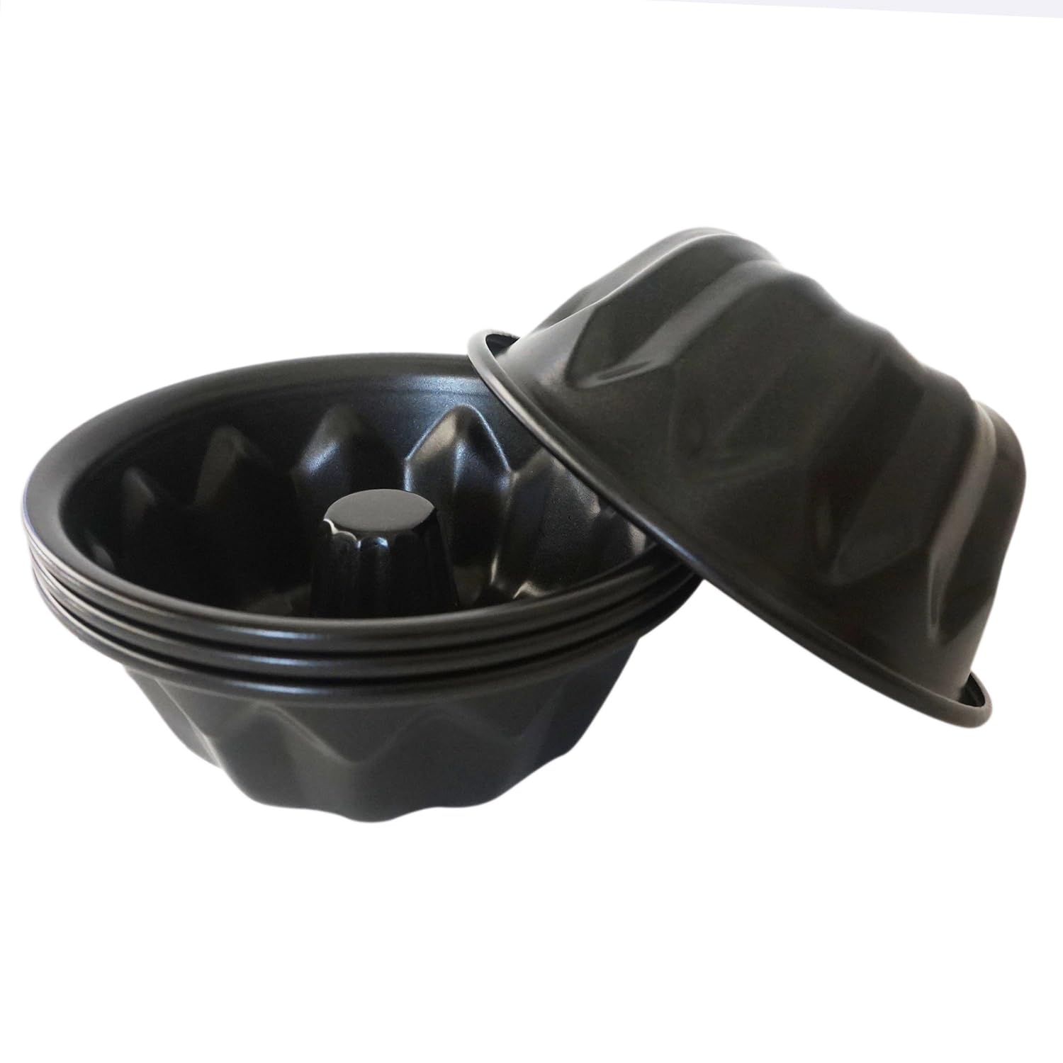 Mini Bundt - Molde para pasteles para hornear 4 pulgadas, molde antiadherente de metal estriado, molde de acero al carbono para magdalenas, magdalenas, brownie, kugelhopf, gelatina, negro, 4 5