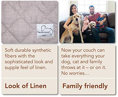 Floppy Ears Design Waterproof Stay In Place Couch Protector Furniture Cover, Tan, Medium, Two Cushion Couch Loveseat Size #TOP3