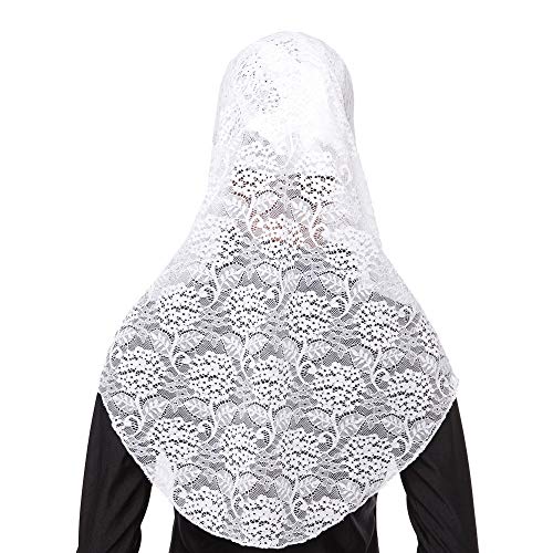 JDYaoYing Womens Muslim Turban Lace Long Hijab Scarf Solid Color Head Wrap Scarfs