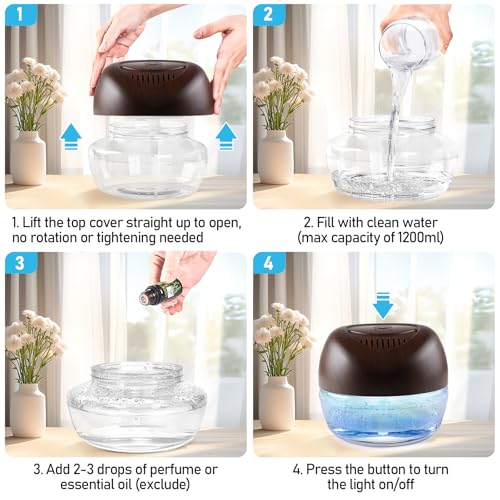 Image of Purifier Air Washer, Air Fresher Aroma Diffuser Odor for Smokers, Dust, Mold, Home and Pets, Air Cleaner with Night Light, Super Quiet and Safety (Brown)