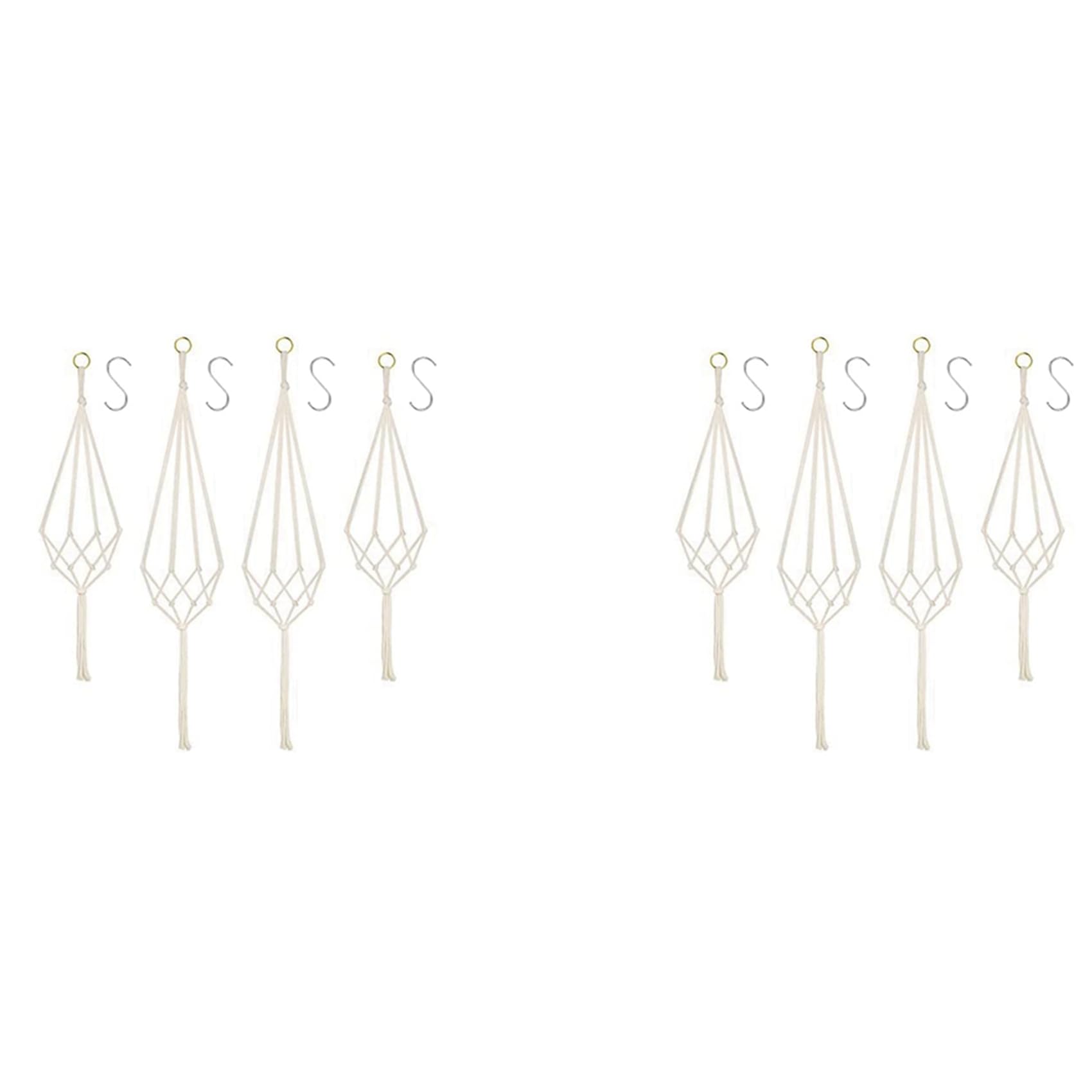 Vjsujehgy Hanging Baskets, 8 Pack Cotton Rope Macrame Plant Hanger with 8 Hanging Hooks - 80CM & 100CM