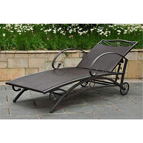 International Caravan Valencia Resin Wicker/Steel Multi Position Single Chaise Lounge #TOP20