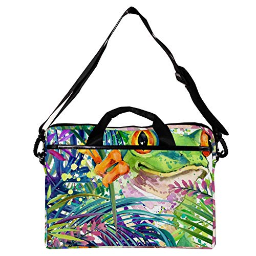 Bolsa bandolera para portátil de 14 pulgadas, maletín con diseño de rana para la universidad 2