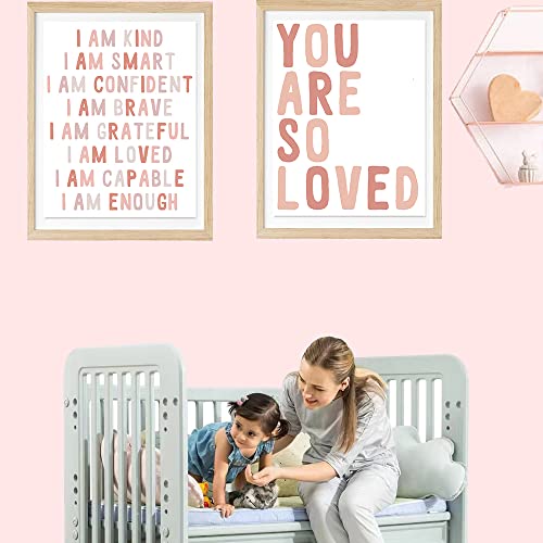 Image of NITCAN , Baby Room Decor,Nursery Wall Art Decor 8x10 Prints, Set of 2 Sweet Pink Wall Decor For Bedroom Posters For Kids,Boho Nursey Decor Decorations For Wall Prints