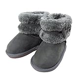 [MIKIHOUSE HOT BISCUITS] [ミキハウス ホットビスケッツ] ファー付きサイドリボンブーツ グレー 15cm 73-9402-973