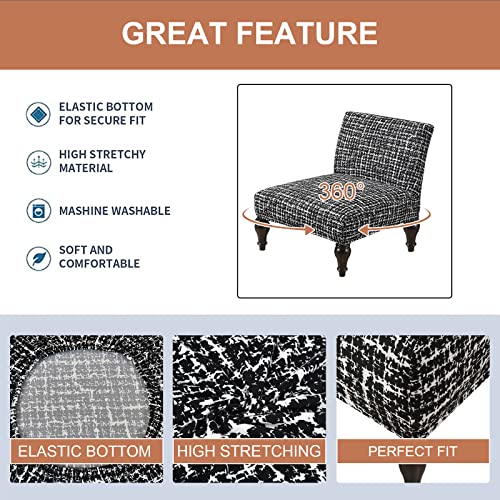 Image of Eco-Ancheng Armless Chair Slipcover Removable Armless Accent Chairs Covers Washable Armless Slipper Chair Slipcover Printed Armless Chair Furniture Protector Covers for Living Dining Room Hotel