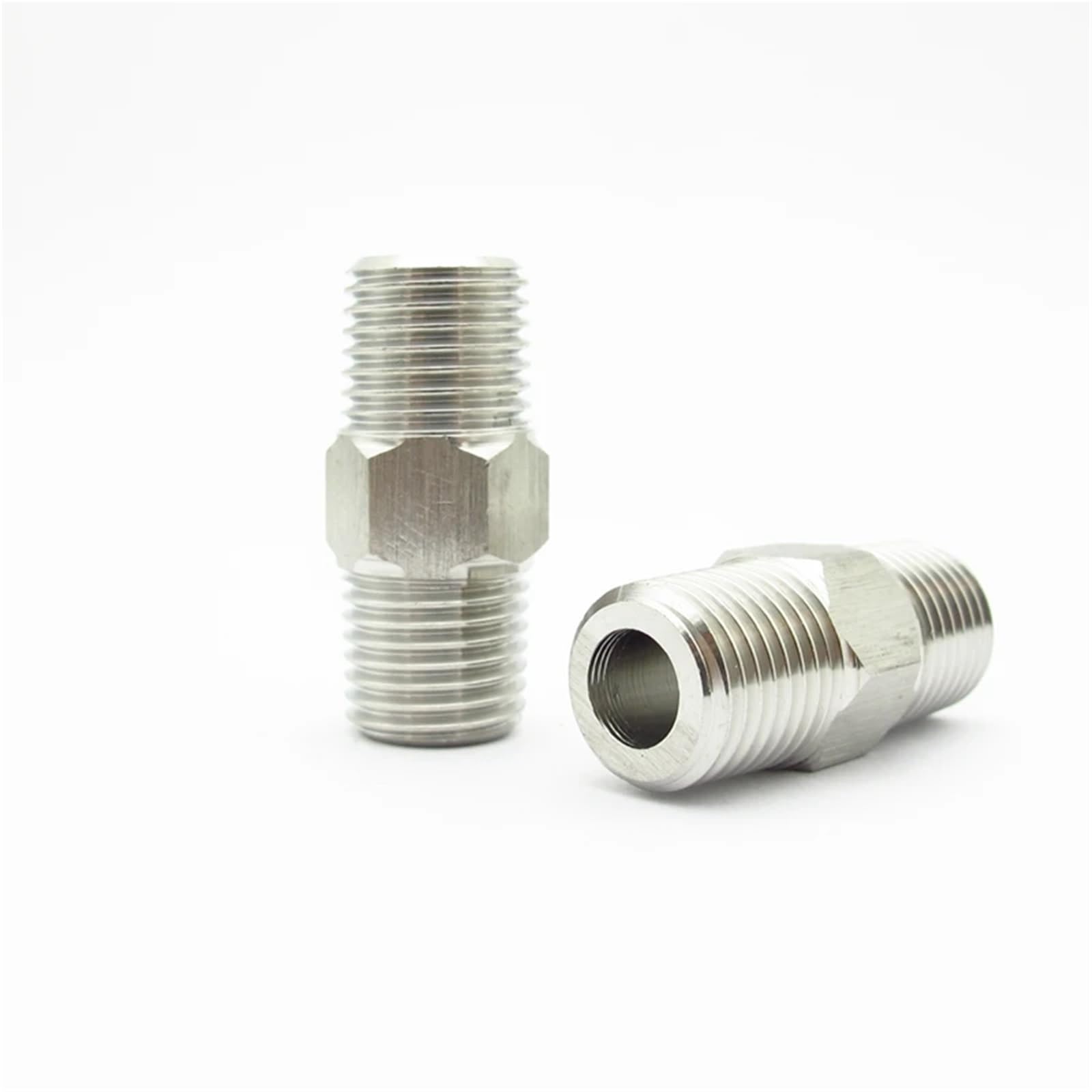 1/8" 1/4" 3/8" 1/2" 3/4" 1" NPT Male Thread 304 Stainless Steel Hex Nipple High Pressure Pipe Fitting Connector(1/8") Barb Fittings